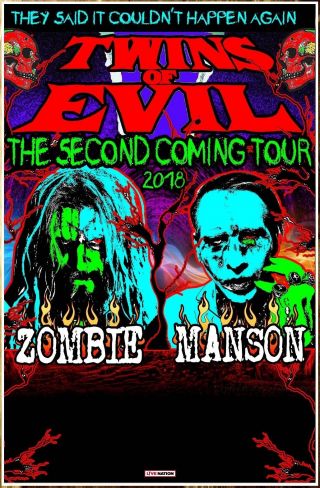 Rob Zombie | Marilyn Manson Twins Of Evil Tour 2018 Ltd Ed Rare Poster