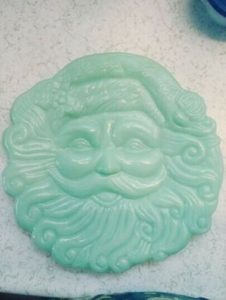 Rare Jade/ Jadeite Cracker Barrel Santa Clause Plate