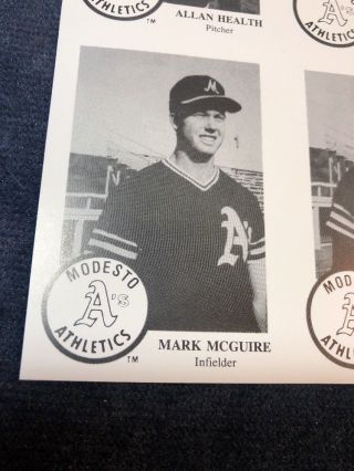 UNCUT McGWIRE Baseball ERROR CARDS 1984 CHONG MODESTO A ' S RC 6 OAKLAND (RARE) 2