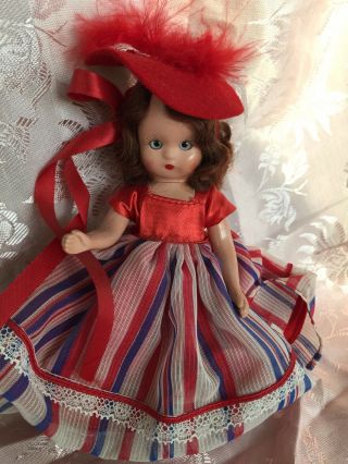 Nancy Ann Storybook Dolls 4th Of July Girl Red White & Blue Dress Vintage Rare