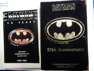 BATMAN MICHAEL KEATON 50TH ANNIVERSARY DC COMICS 999 SILVER COIN RARE BOX A 3