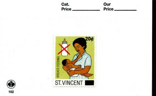 Breastfeeding Nutrition Health X - Rare 20c / 70c Surcharge 2004 St.  Vincent Mnh