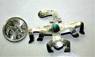RARE Vintage Navajo Sterling Silver & Turquoise Kachina Dancer Pin / Brooch 2
