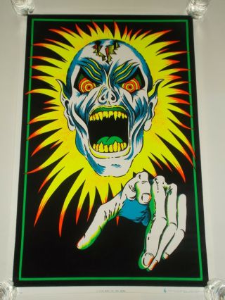 Vintage Demon Scary Monster Black Light Poster Velvet Flocked 1996 Scorpio Rare
