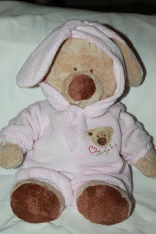 Rare 15 " Ty Pluffies Love To Baby Bear Pink Removable Bunny Pajamas