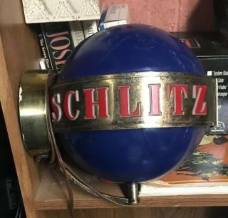 Rare Vintage Schlitz Beer Revolving Blue Globe Lighted Wall Sconce Sign