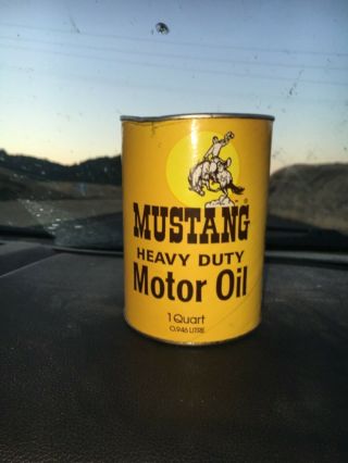 Old Mustang Motor Oil Quart Can Troutdale Oregon Rare Ore Or Full Western Horse