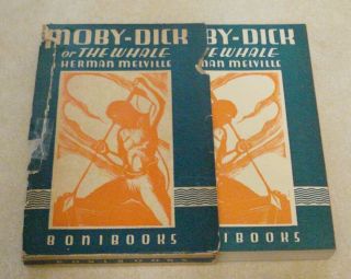 Rare Melville Moby Dick Or The Whale Bonibook W/ Slipcase Simon Woodcuts 1931