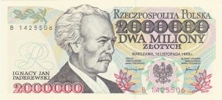 2 000 000 Zlotych Unc Banknote From Poland 1990 Pick - 163 Rare