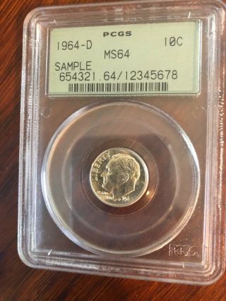 Set Of 2 1964 - D Roosevelt Dimes Ms64 In Pcgs Rare Early Green Label Sample Slabs