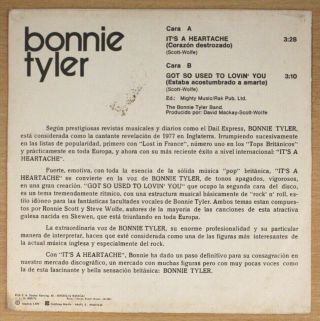 RARE BONNIE TYLER IT ' S A HEARTACHE 1978 7 