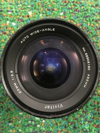Rare Vivitar Auto Wide - Angle 20mm F3.  8 Nikon Pre - Ai Lens Tested/superficial Wear