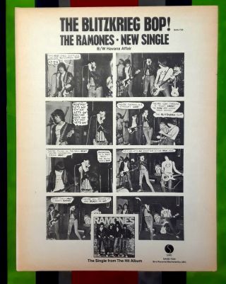 The Ramones Rare Vintage 1976 Trade Ad Pin - Up Promo Poster The Blitzkrieg Bop