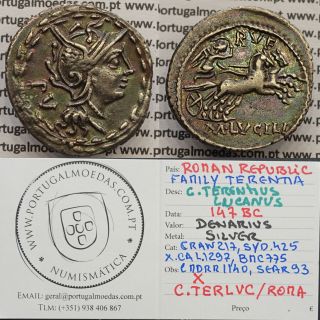 Rare M Lucilius Rufus.  Ar Denarius.  101 Bc,  Of The Family Lucilia,  Crawford 324