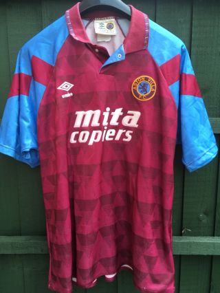 Rare Aston Villa Football Shirt 1990/91 Umbro Xl England Soccer Trikot Maglia