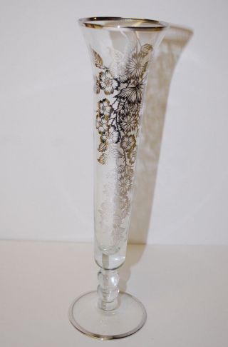 Rare Imperial Glass Co.  " Candlewick " Flared Bud Vase W/ Sterling Silver Overlay