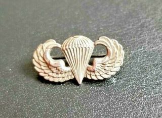 Rare Wwii U.  S.  Paratrooper Jump Wing Sterling Silver Pin (marked Sterling)