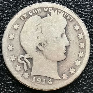 1914 S Barber Quarter 25c Rare Key Date Better Grade 13278