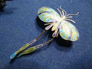 Ultra Rare Enamel Nymph Bug Old Pawn Sterling Silver Brooch