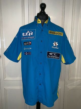 Renault F1 Formula 1 Pit Crew Short Sleeved Shirt - Blue & Yellow Adult Xl Rare