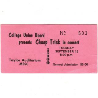Trick Concert Ticket Stub Joplin Mo 9/12/78 Taylor Aud Surrender Rare