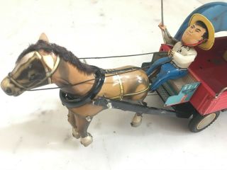 RARE 60s RED CHINA SHANGHAI ME 641 TIN BATTOP COUNTRY HORSE CART 1st EDITION VGC 3