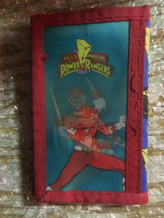 Vintage 1994 Power Rangers Halo Graphic Trifold Nylon Wallet Mighty Morphin Rare