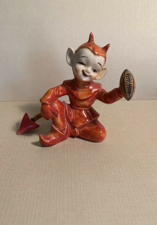 Vtg 1950 Red Devil Ceramic Figurine Halloween RARE Perfect 2