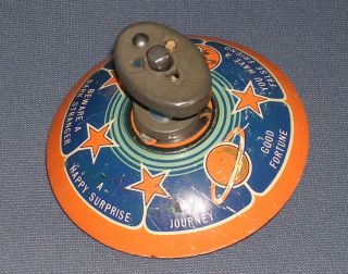 Vintage Tin Litho Wind Up Whistling Spinning Top Fortune Telling Ultra Rare