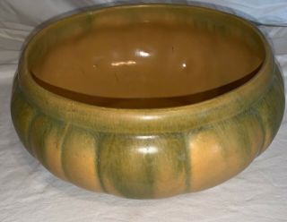 Rare Large Organic Form Camark Bowl Green Drip Over Orange / Pumpkin Arkansas
