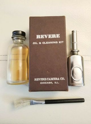 Vintage Revere Projector Oil & Cleaning Kit Camera Oil Dropper Brush Box Rare