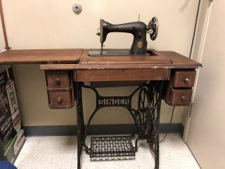 Rare Antique Singer Sewing Machine & Cabinet