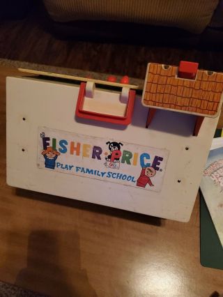 Rare 1971 Vintage Fisher Price Little People Play Family School House 5