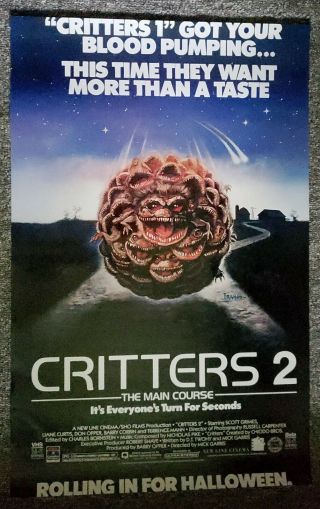 Critters 2 1988 Mick Garris Scott Grimes Terrence Mann Rare Horror Video Poster