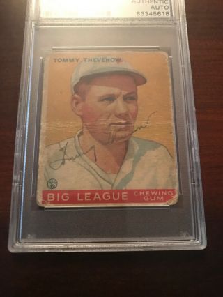 1933 Goudey Signed Auto Tommy Thevenow Rare Died 1957 Cardinals Phillies Pirates