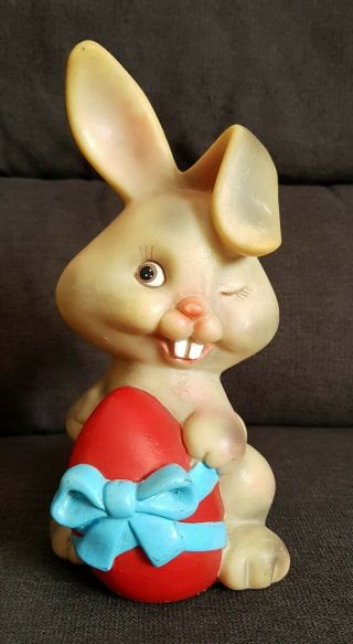 1970 Vintage Romanian Rubber Squeaky Toy Aradeanca - Rabbit Easter Egg Very Rare