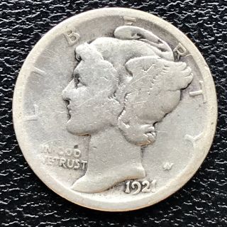 1921 D Mercury Dime Denver Coin 10c Rare Key Date Better Grade 17802