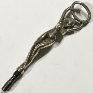 Rare Woman Figure Silver Or Silver Plated Winding Key,  For Antique Pocket Watch