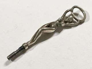 RARE WOMAN FIGURE SILVER OR SILVER PLATED WINDING KEY,  FOR ANTIQUE POCKET WATCH 2