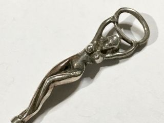 RARE WOMAN FIGURE SILVER OR SILVER PLATED WINDING KEY,  FOR ANTIQUE POCKET WATCH 3