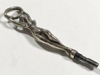 RARE WOMAN FIGURE SILVER OR SILVER PLATED WINDING KEY,  FOR ANTIQUE POCKET WATCH 6
