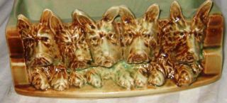 Vintage Rare McCoy Pottery Green Brown Cute TERRIER DOG Ceramic Planter Pot 5