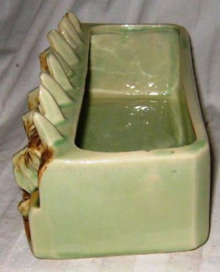 Vintage Rare McCoy Pottery Green Brown Cute TERRIER DOG Ceramic Planter Pot 7