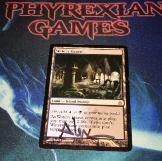 Mtg 1x Artist Signed Watery Grave Mp Ravnica Magic The Gathering (rob Alexander)
