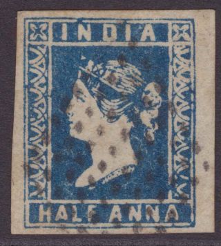 India Litho Qv 1854 Sg2 Var.  ½a Dull Blue Die I Crude Print Rare Stone Vfu