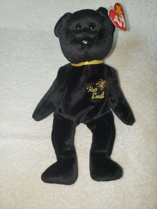 Ty Beanie Baby " The End " Bear 1999 With Rare Flat Tush Tag,  Retired