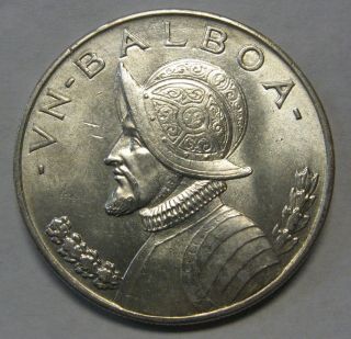 1947 Panama Silver One Balboa Choice Bu Three Year Type Coin Rare P15