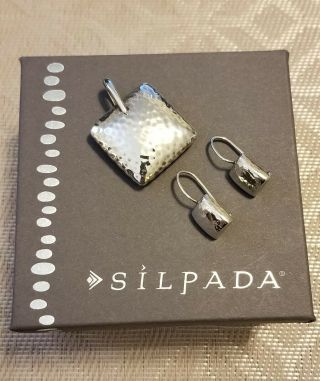 Retired and Rare Silpada Hammered Pendant and Matching Earrings 2