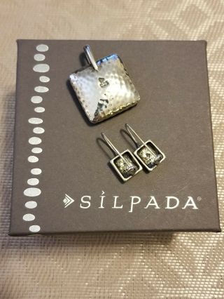 Retired and Rare Silpada Hammered Pendant and Matching Earrings 4
