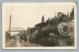 Locomotive Men Tekoa Washington Rppc Rare Antique Photo Railroad Train 1914